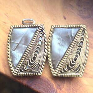 Antique Czechoslovakia Brass celluloid Belt buckle 1900s  Art Deco Collectible